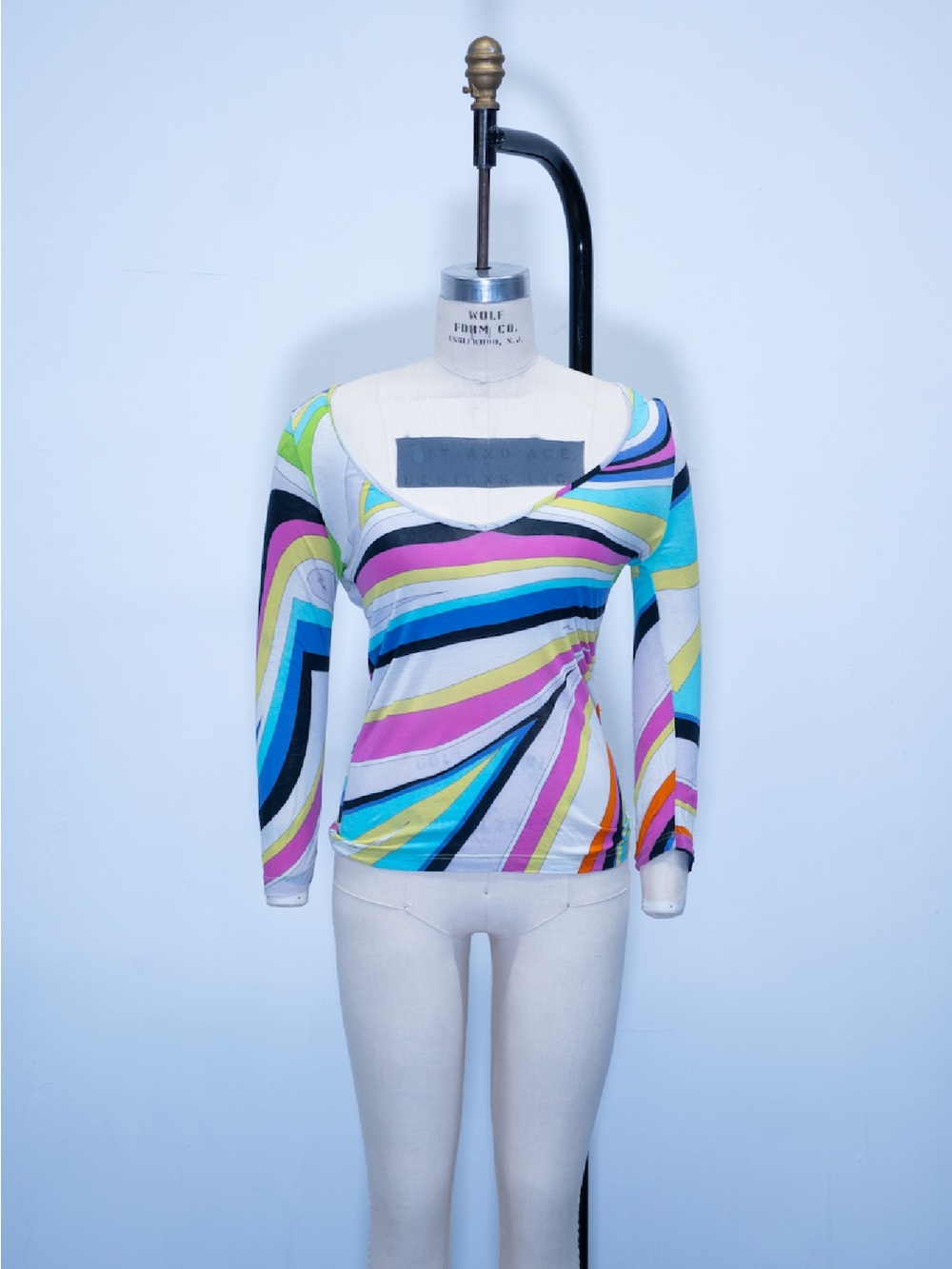Emilio Pucci Multicolor Striped Scoop-Neck Long Sleeve Top - Picture 4 of 7
